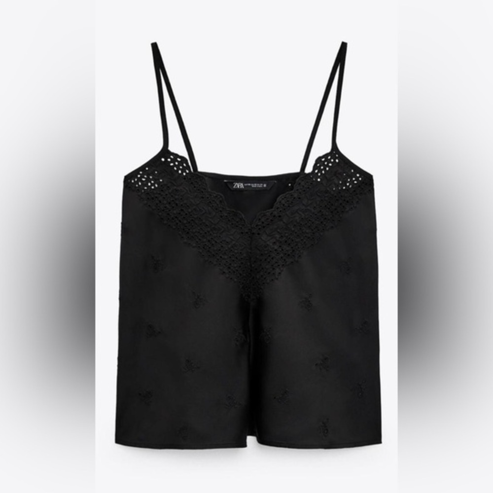 Eyelet Satin Effect Top